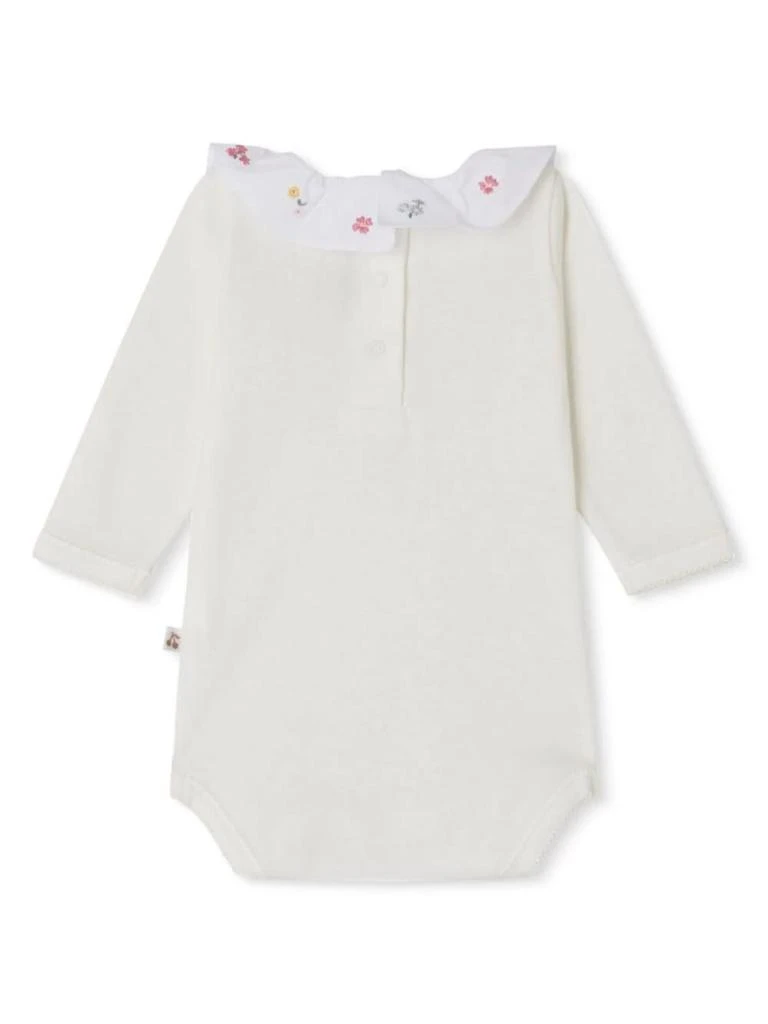 Bonpoint White June Bodysuit With Multicoloured Floral Embroidery 2