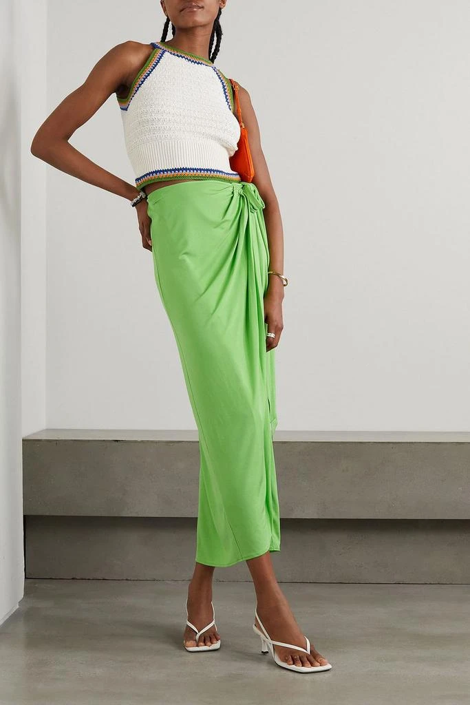 Staud Angelica draped jersey maxi wrap skirt 2