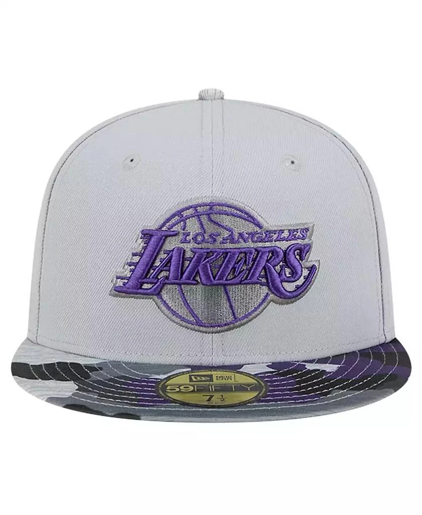 New Era Men's Gray Los Angeles Lakers Active Color Camo Visor 59FIFTY Fitted Hat 4