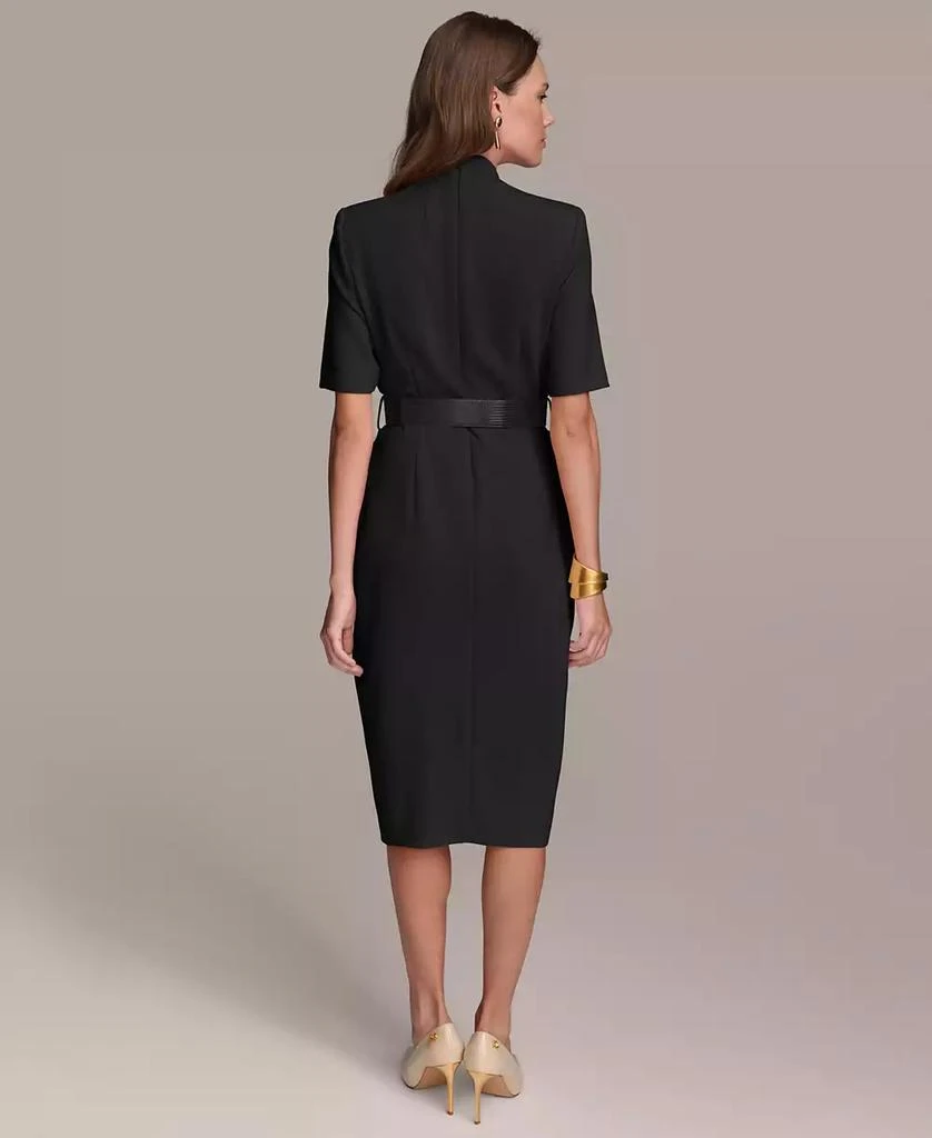Donna Karan Women's V-Neck Belted Short-Sleeve Midi Dress 4