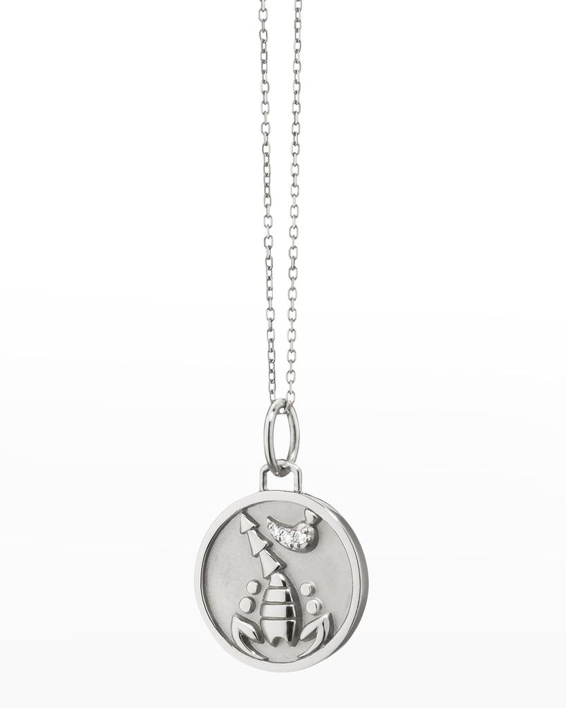 Monica Rich Kosann Sterling Silver Scorpio Zodiac Charm Necklace with White Sapphires