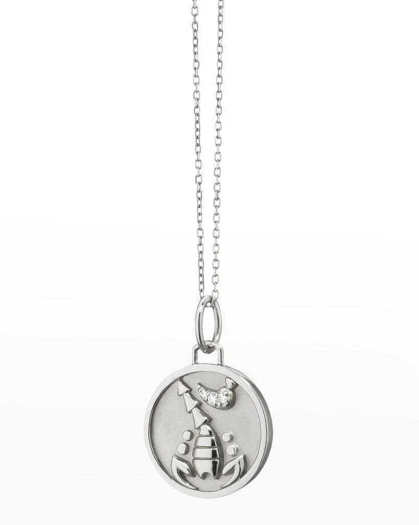 Monica Rich Kosann Sterling Silver Scorpio Zodiac Charm Necklace with White Sapphires 1