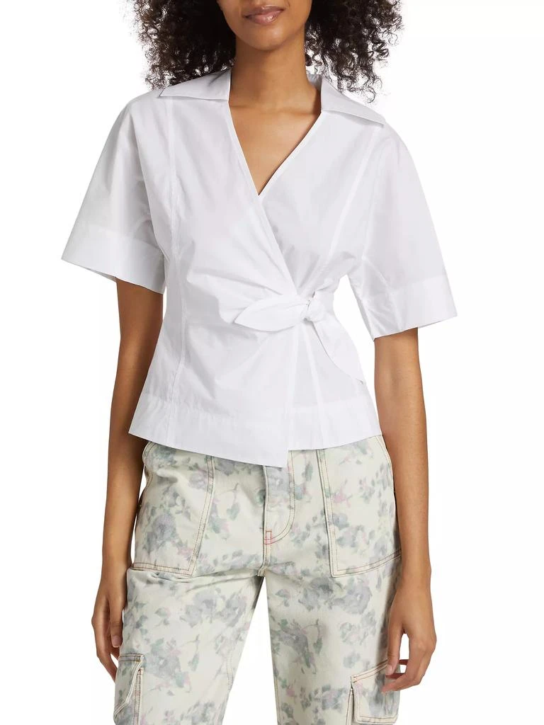 Ganni Cotton Poplin Wrap Top 3