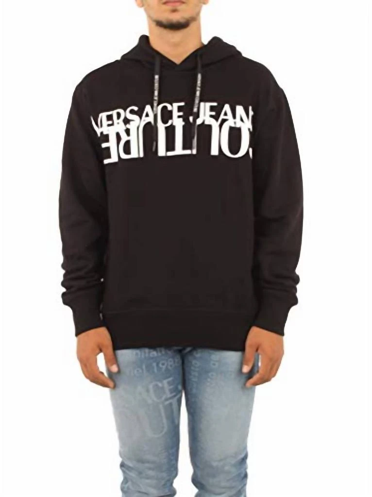 Versace Men Logo Hooded Pullover Sweatshirt In Black 1