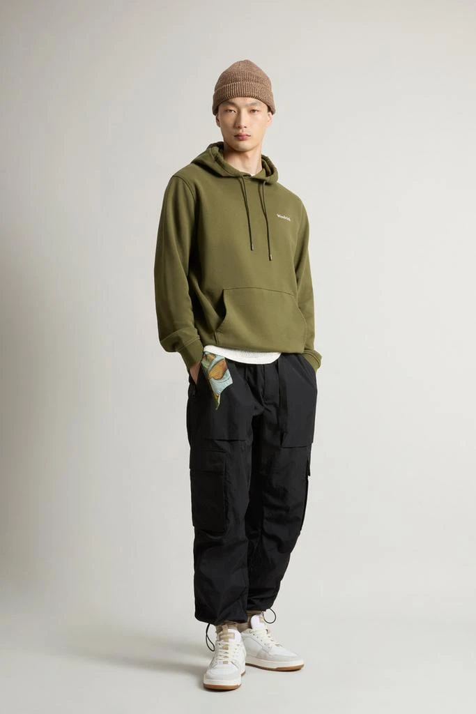 Woolrich Pure Cotton Hoodie with Back Print - Men - Blue 2