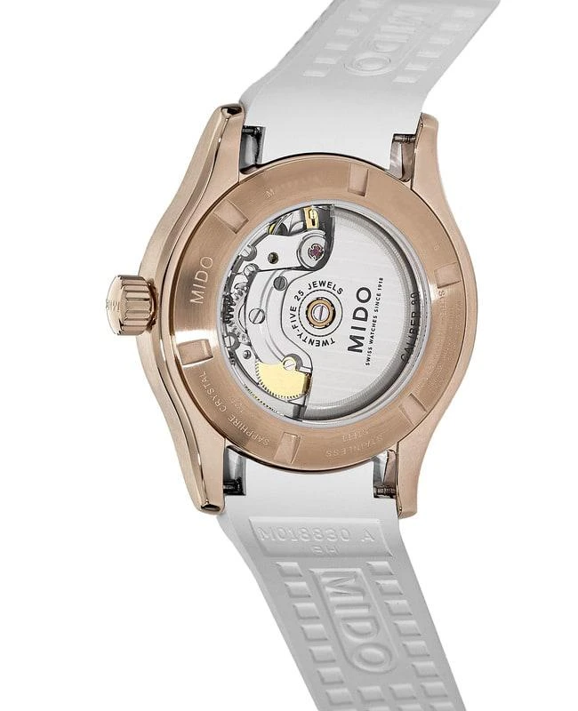 MIDO Mido Multifort Automatic Rode Gold Tone Rubber Strap Women's Watch M018.830.37.012.80 3