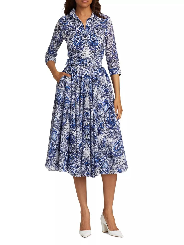 SAMANTHA SUNG Aster Paisley Cotton Shirtdress 3