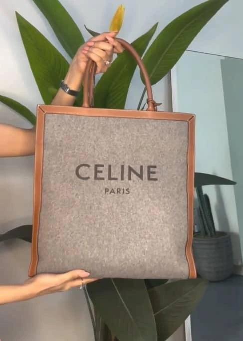 Celine Celine Brown/Grey Wool Large Vertical Cabas Tote 2