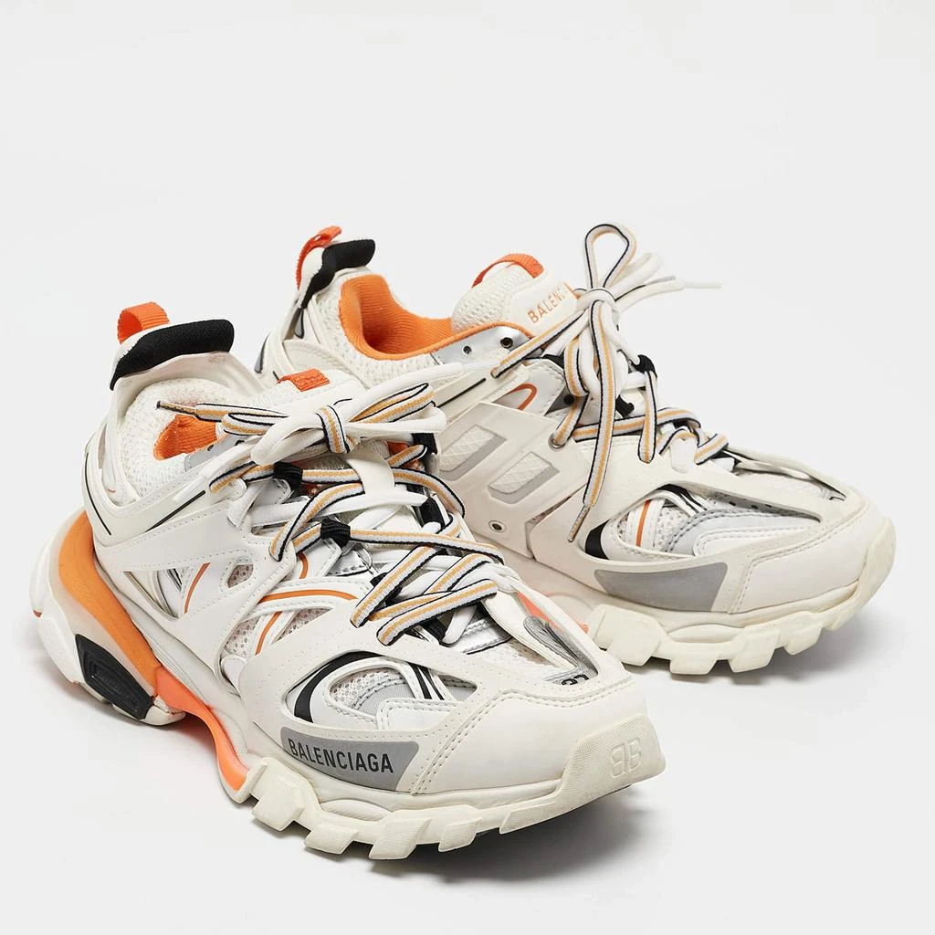 Balenciaga Balenciaga White Faux Leather and Mesh Track Sneakers Size 37 4