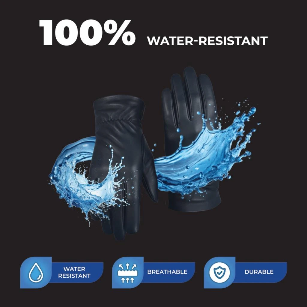 Infinity Leather Womens Black Italian Leather Soft Wool Lining Winter Bow Design Driving Gloves 5