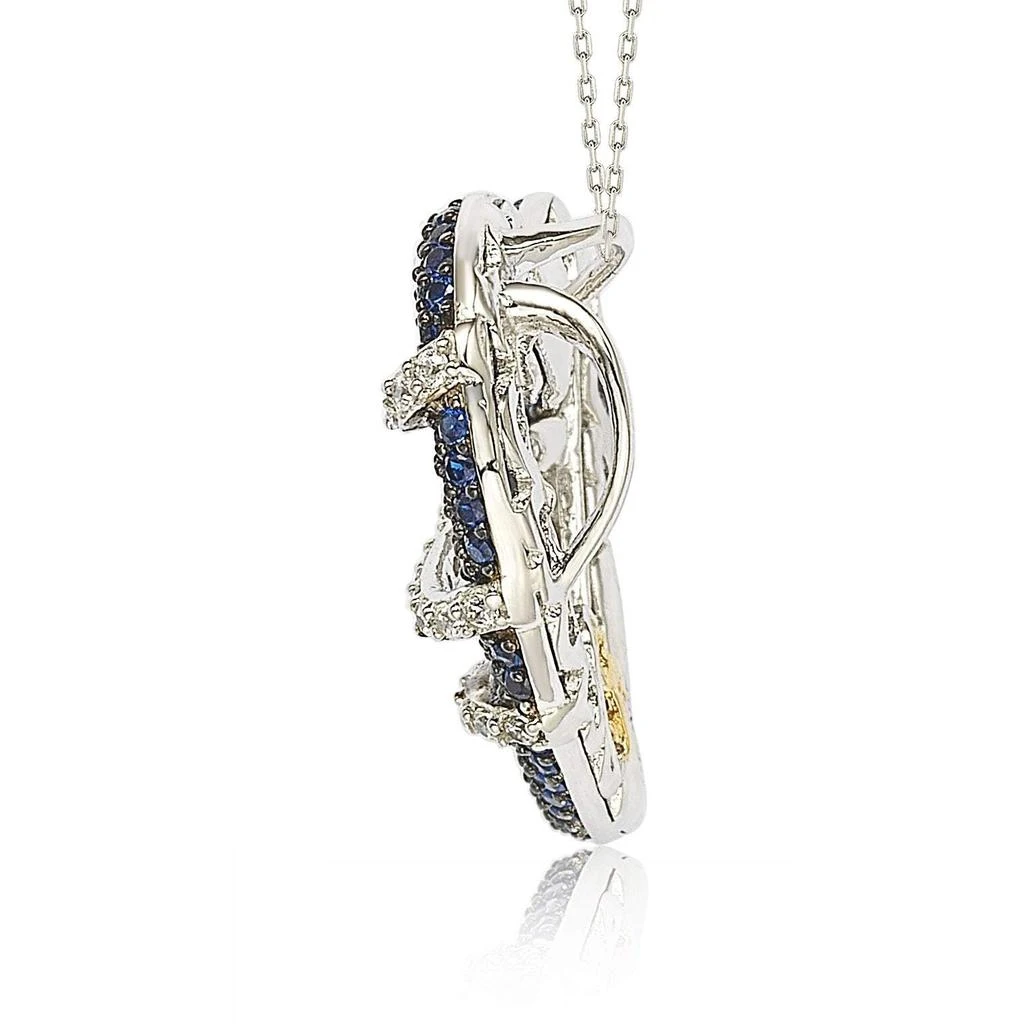 Suzy Levian Sterling Silver Blue 
White Sapphire and Diamond Accent Wrapped Heart Pendant 3