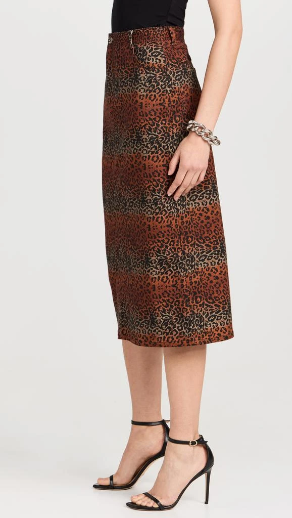 BruceGlen Linear Leopard High Waist Midi Denim Skirt 3
