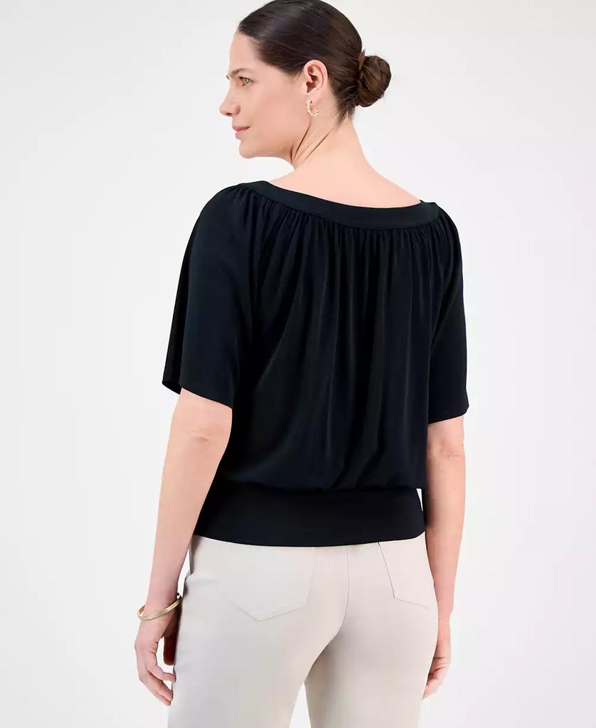 JM Collection Women's Split-Neck Banded Bottom Top, Exclusively at Macy's