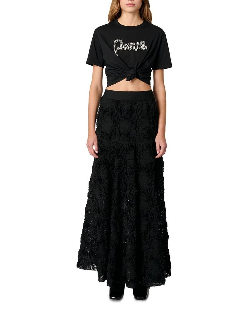 Maje Long Embroidered Skirt 8