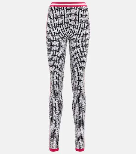 Balmain Jacquard-knit wool-blend leggings 1