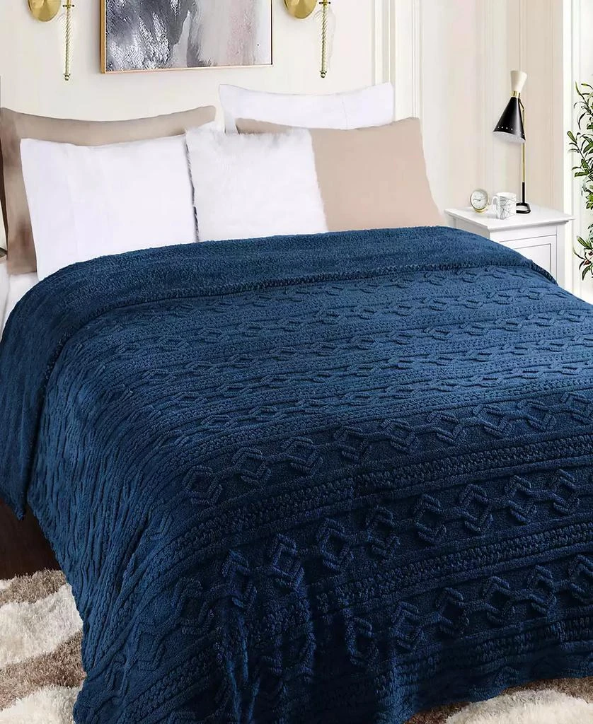 Superior Boho Knit Jacquard Fleece Plush Fluffy Blanket 5