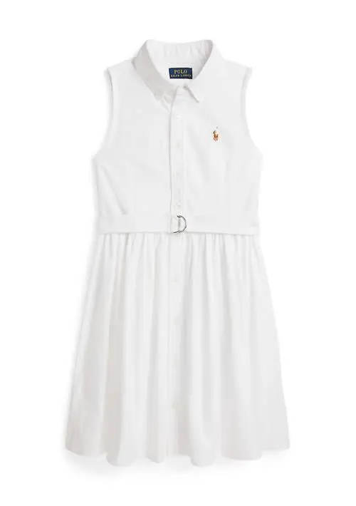 Ralph Lauren Girls 7-16 Belted Cotton Oxford Shirtdress