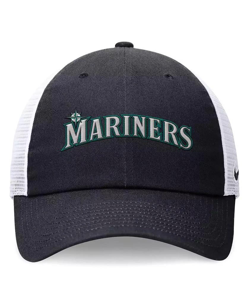 NIKE Men's Navy Seattle Mariners Evergreen Wordmark Trucker Adjustable Hat 2