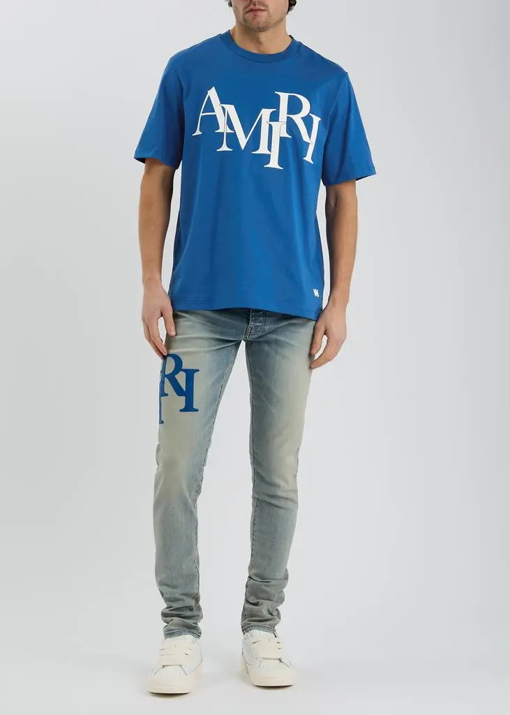AMIRI Staggered logo cotton T-shirt  4