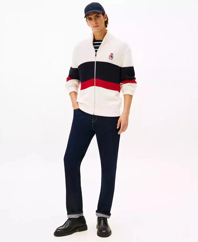 Tommy Hilfiger Men
s Crest Logo Patch Zip-Through Stripe Sweater 2