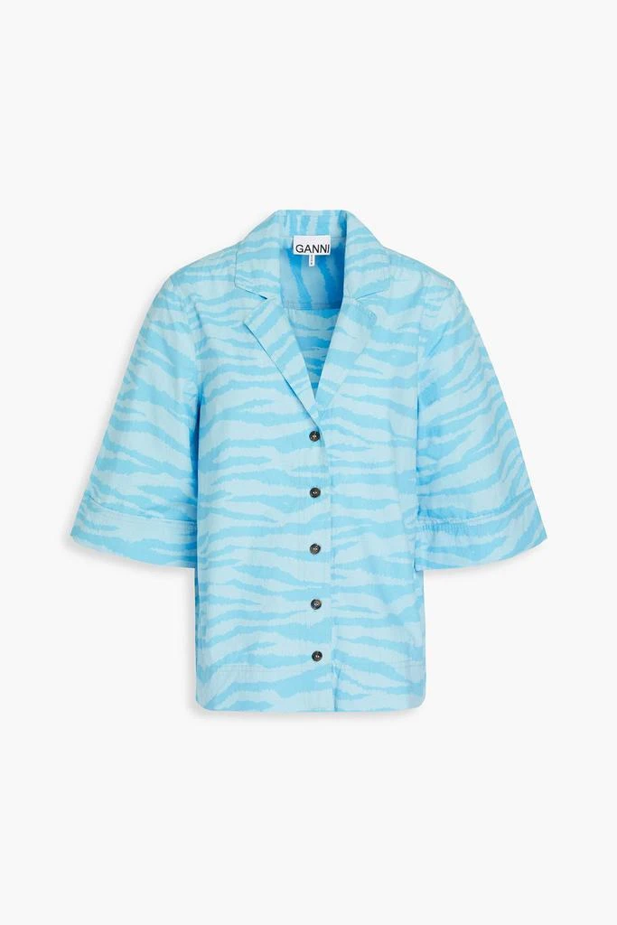 Ganni Tiger-print cotton-poplin shirt