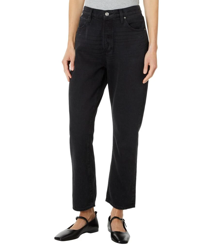 Paige Billy Crop Covered Button Fly in Dark Dawn Distressed 1