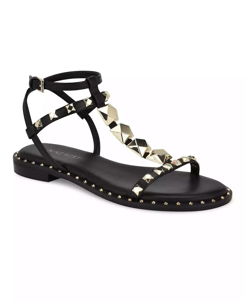Nine West Women's Marcila Studded Strappy Flat Sandals