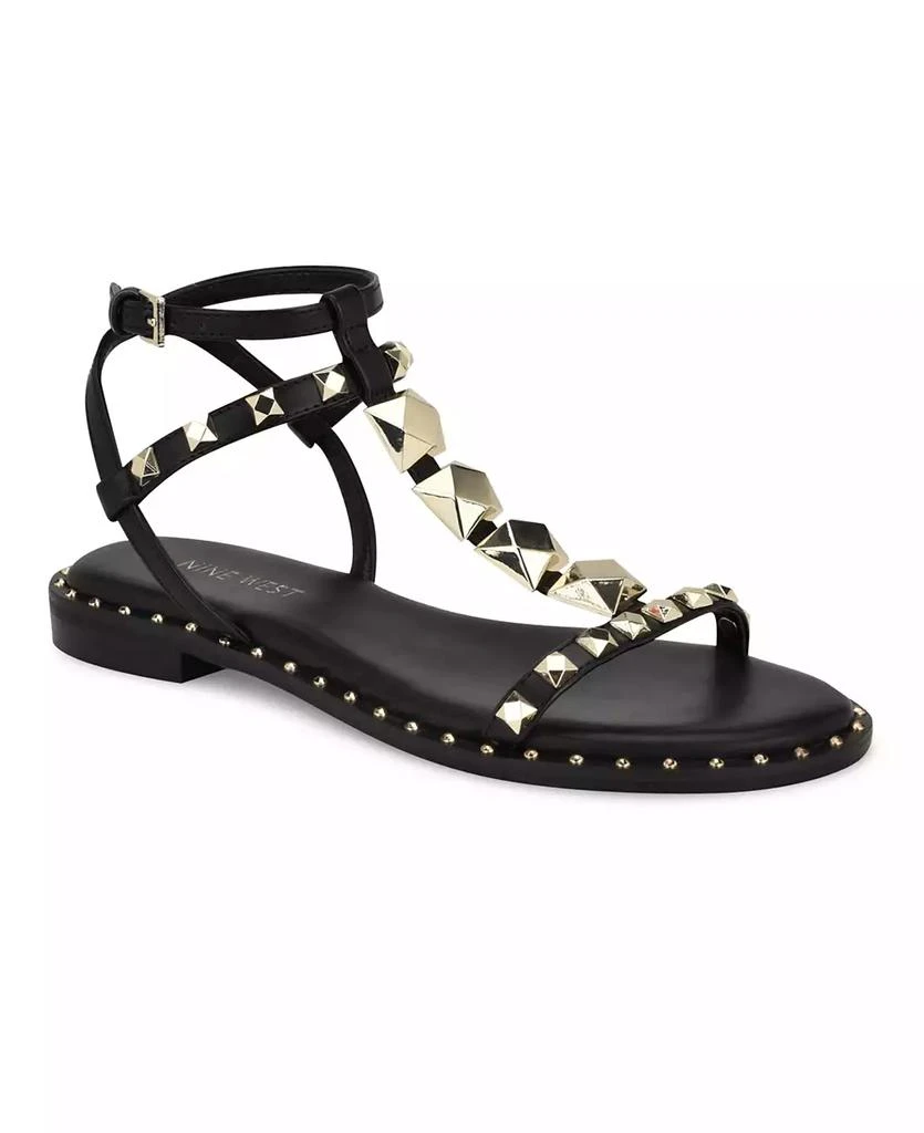 Nine West Women's Marcila Studded Strappy Flat Sandals 1