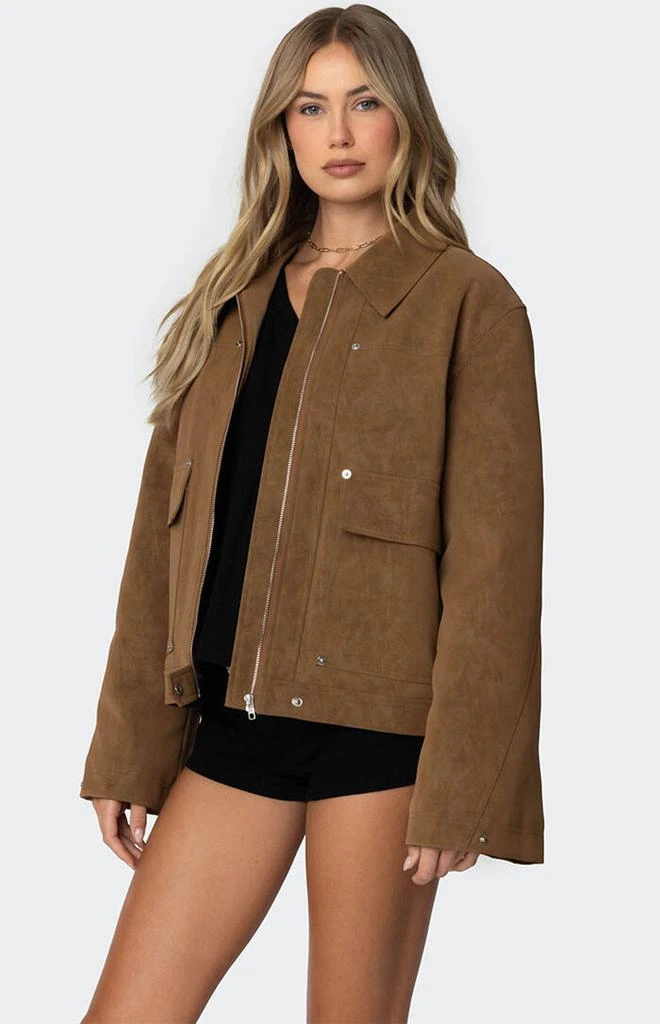 Edikted Annabelle Oversized Faux Suede Jacket 3