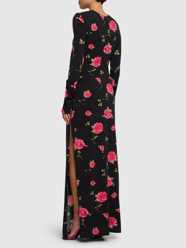 MAGDA BUTRYM Rose Printed Draped Jersey Long Dress 2