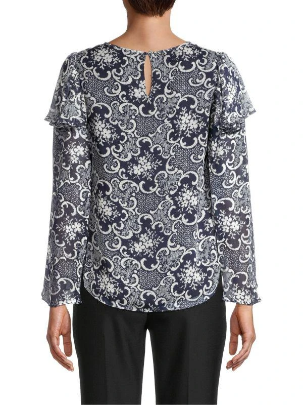 Rebecca Taylor Rochelle Fleur Ruffle Silk Chiffon Blouse 2