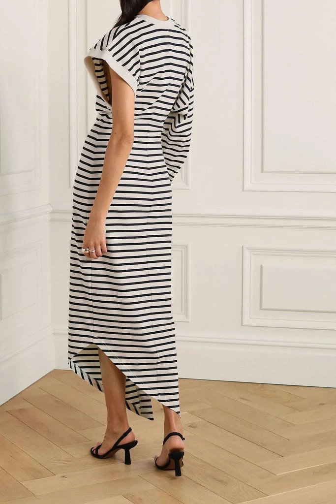A.W.A.K.E. Mode Asymmetric striped cotton-jersey dress 3