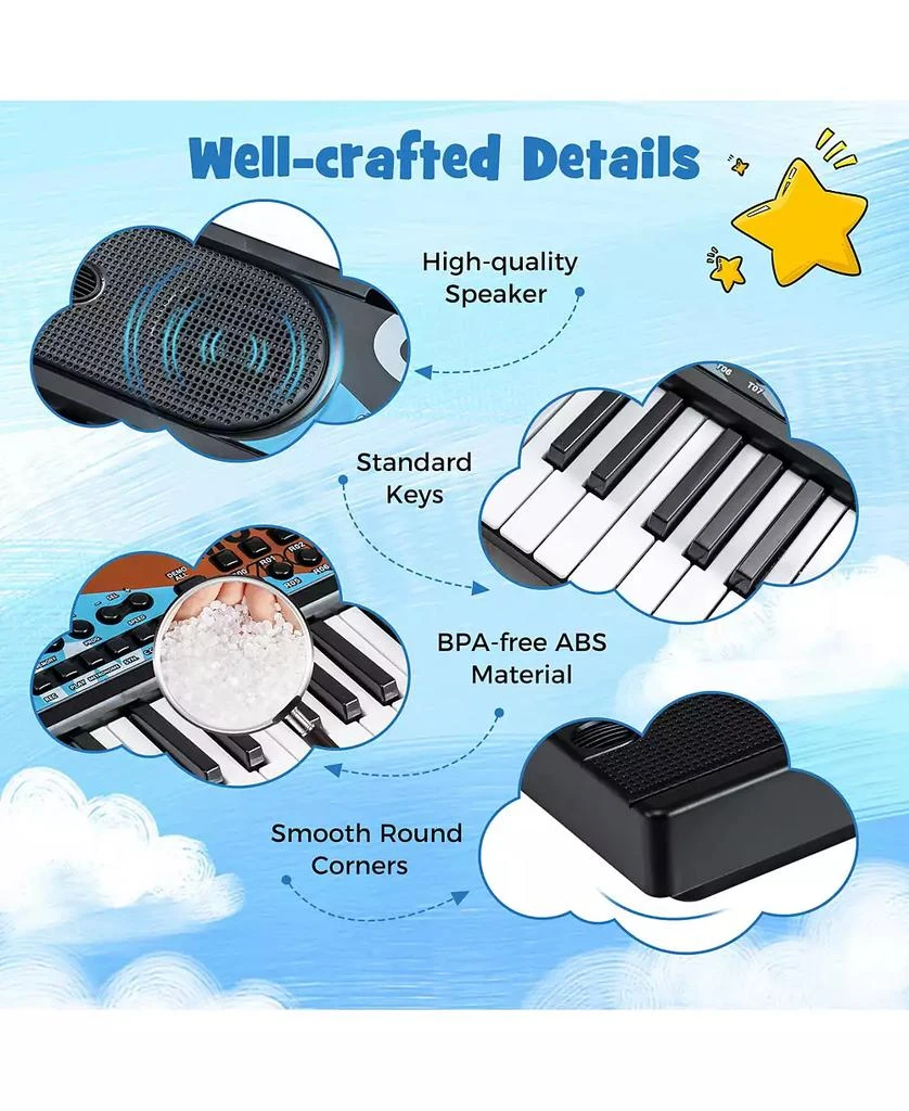 Mecale 49-Key Portable Kids Electric Piano Keyboard with 8 Rhythms 
8 Tones for Fun Learning 8