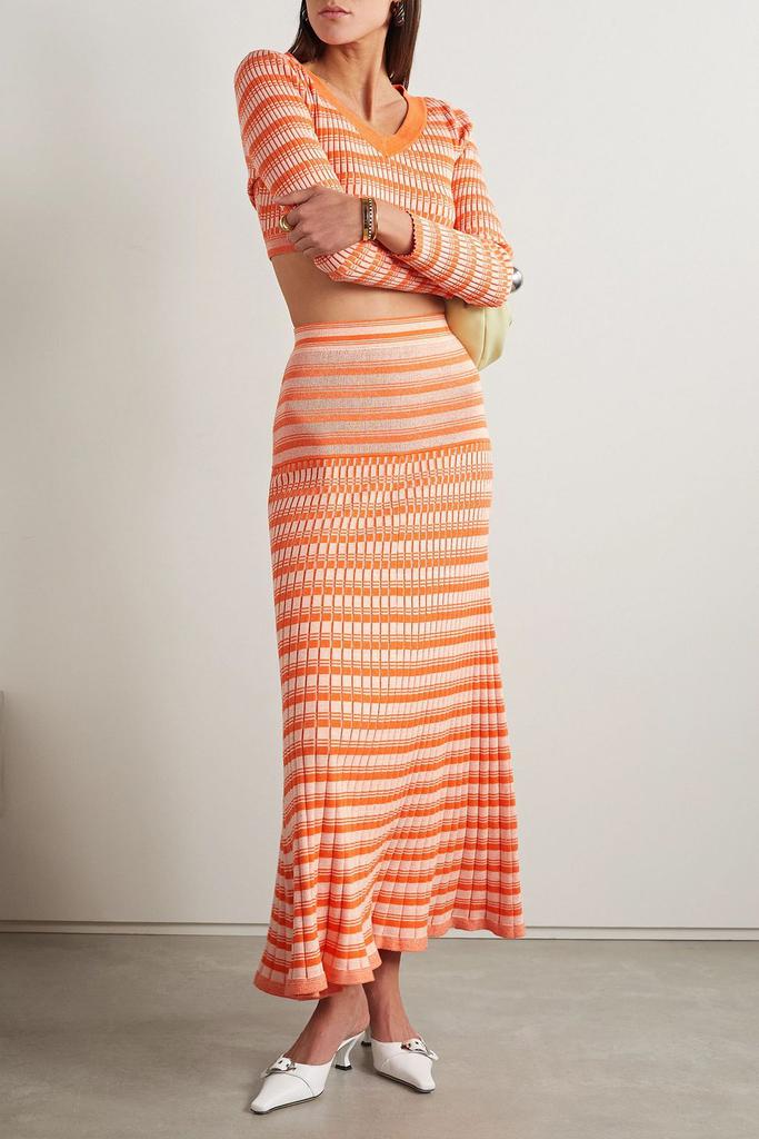 Anna Quan Amber striped ribbed cotton maxi skirt