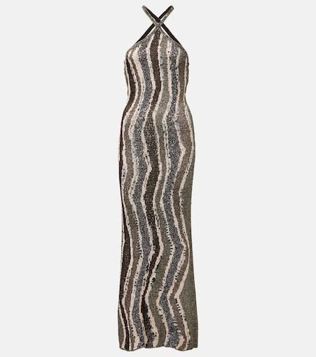 Missoni - Long dress with wave pattern, Women, Brown, Size: 46
