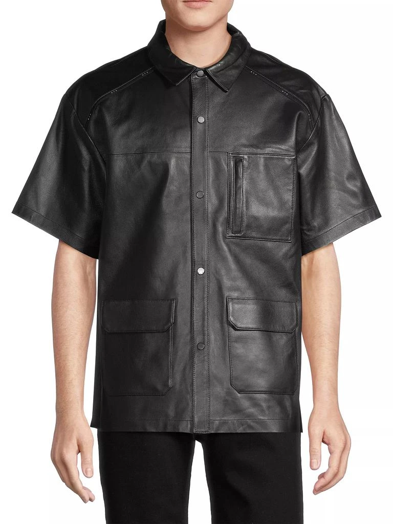 RTA Leather Short-Sleeve Utility Shirt 3