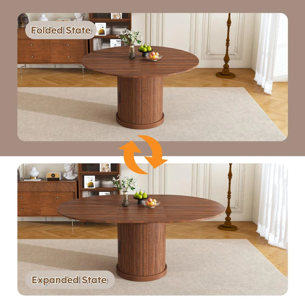 Streamdale Furniture Streamdale 59" Extendable Oval Dining Table Set with 4 Walnut Chairs 
2-Tier Storage 3