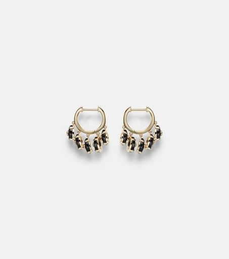 Sydney Evan 14kt gold (585/1000) hoop earrings with onyx and diamonds 4