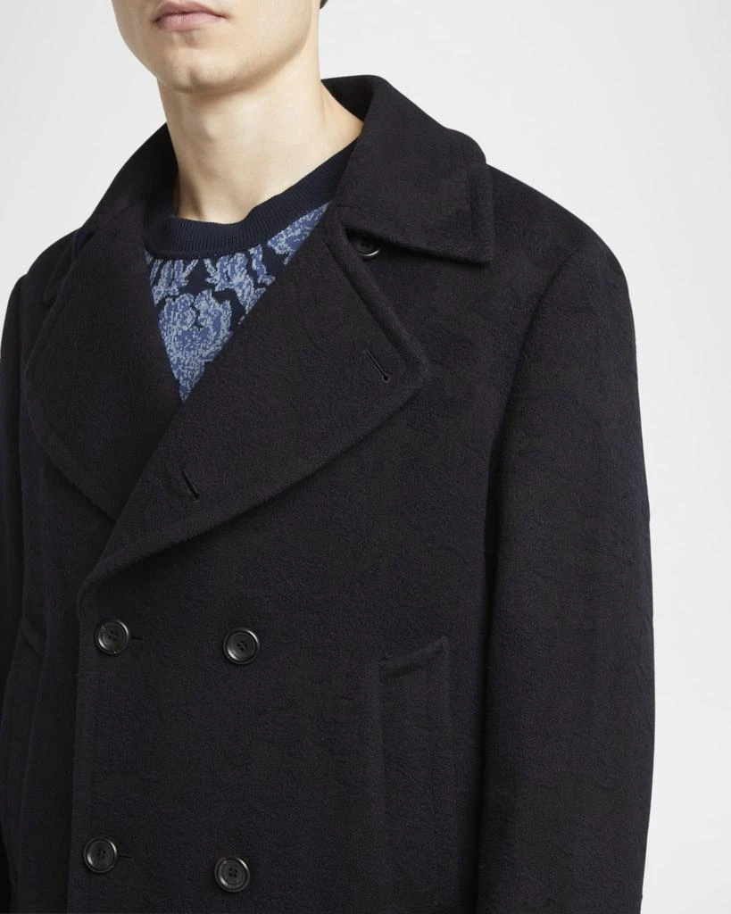 ETRO Men
s Wool Tonal Jacquard Pea Coat 5