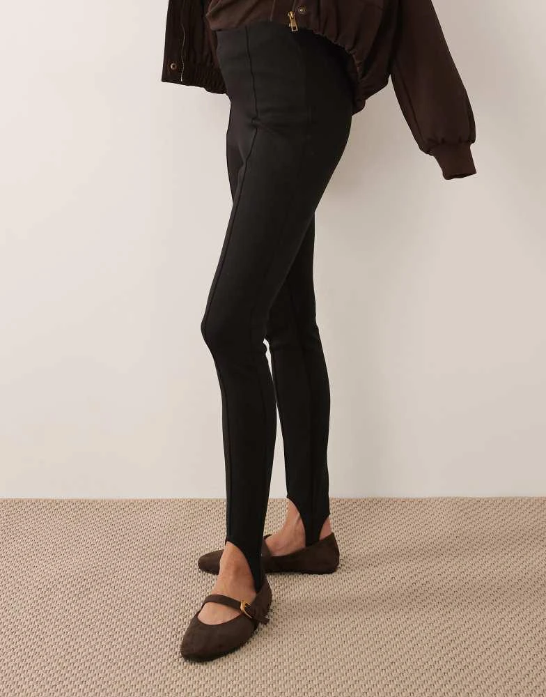 ASOS ASOS DESIGN pintuck stirrup leggings in black 5