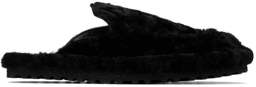 Dries Van Noten Black Shearling Slippers 1
