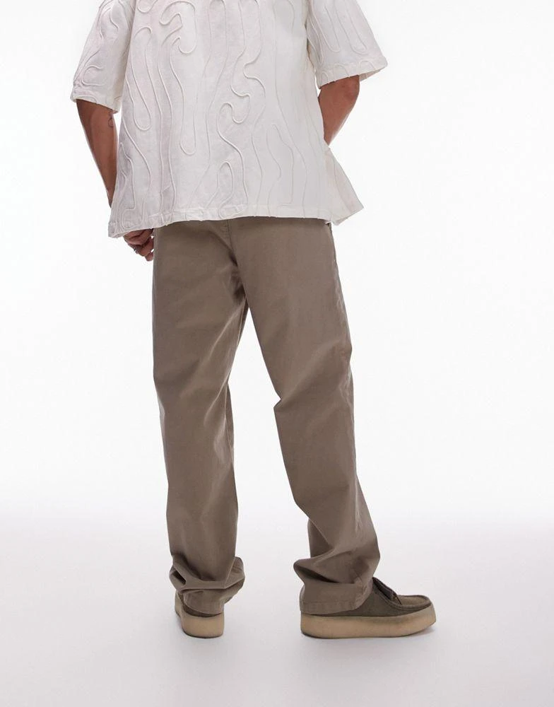 Topman Topman straight trousers in khaki 2