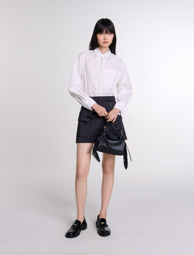 Maje Maje Woman's polyester, Short satin skirt for Fall/Winter