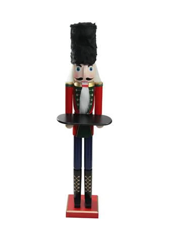Northlight 48.25Inch Red And Black Christmas Butler Nutcracker With Tray 1