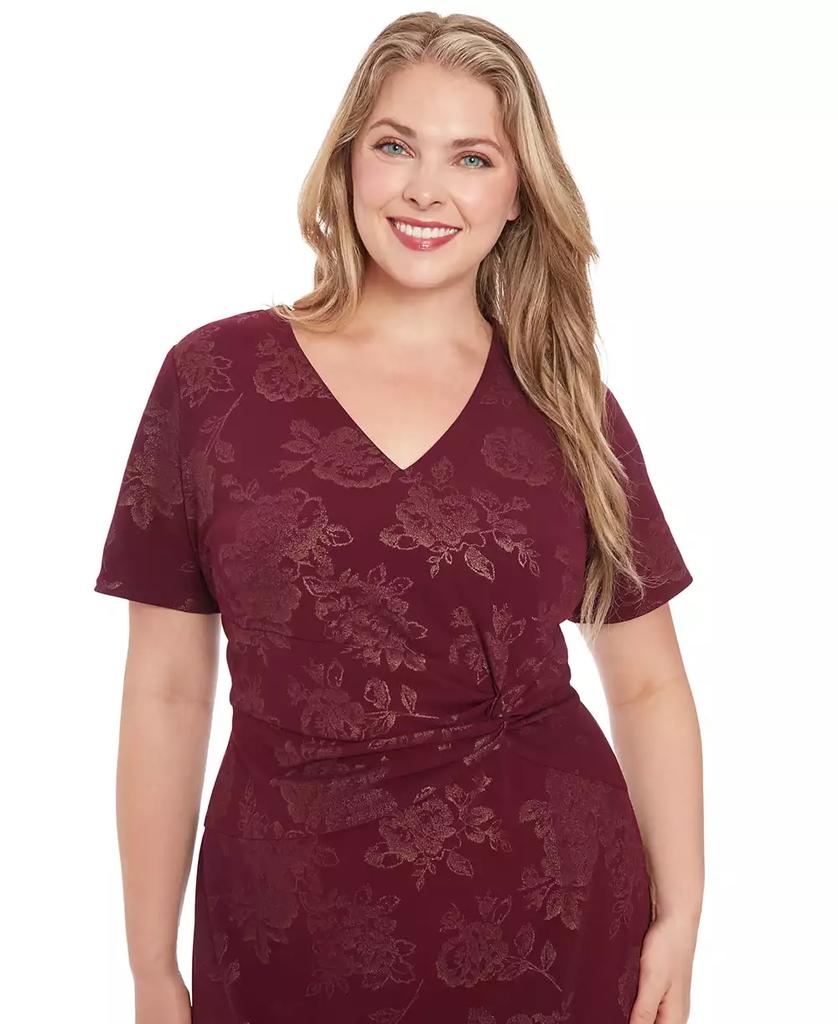 London Times Plus Size Side-Twist Flounce-Hem Sheath Dress