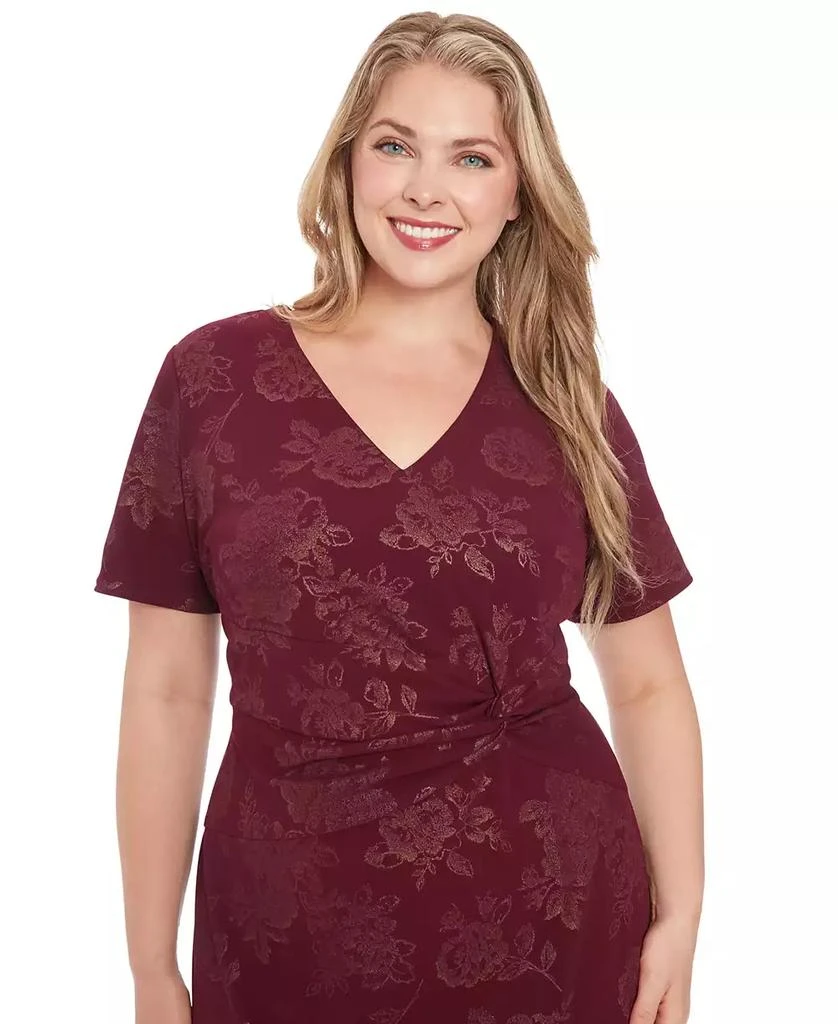 London Times Plus Size Side-Twist Flounce-Hem Sheath Dress 2