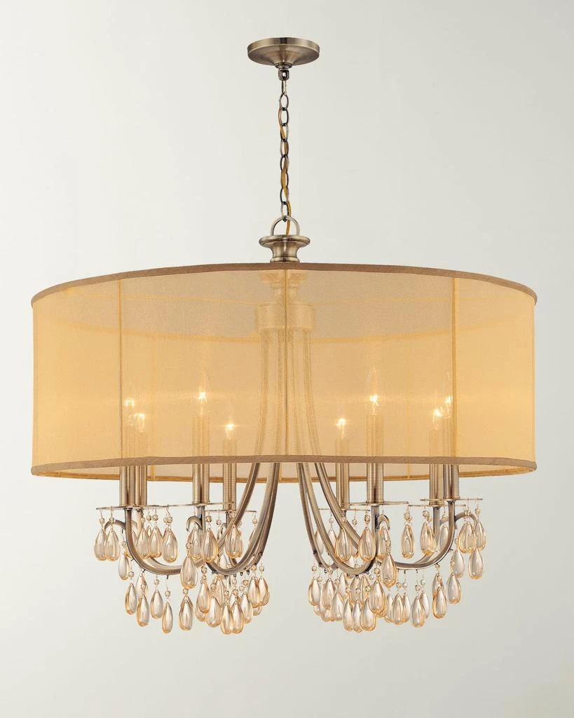 Crystorama Hampton 8-Light Drum Shade Brass Chandelier 1