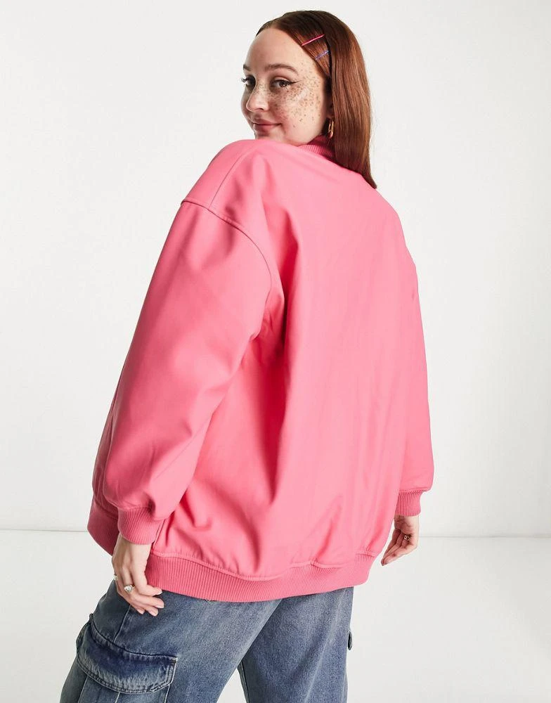 Stradivarius Stradivarius STR oversized faux leather bomber jacket in hot pink 2