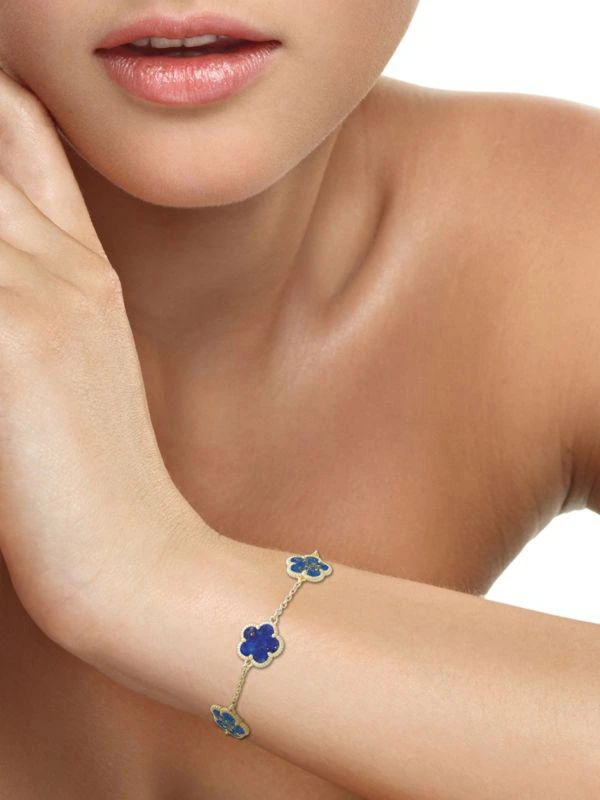JanKuo Flower 14K Goldplated & Lazurite Bracelet 2