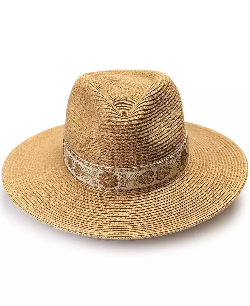 Vince Camuto Panama Hat with Metallic Embroidered Band 3